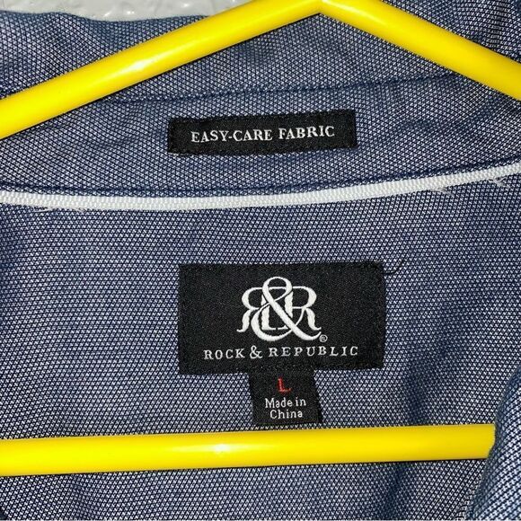 Rock & Republic Ladies Denim Dress Shirt, Long Sleeve Blue Size Large - Picture 7 of 12